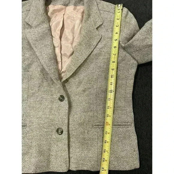 Gallery Vintage 100% Wool Blazer Coat Gray Women’s L Large Jacket Button Front - Picture 5 of 6